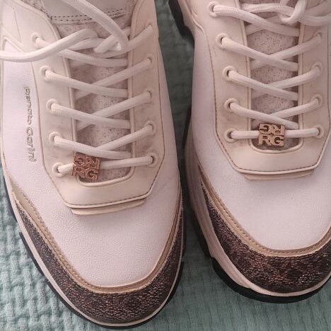 Renato Garini women's chunky sneakers wedges size 39 used, white with animal print