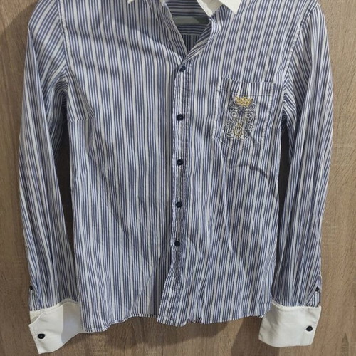 Massimo Dutti Striped Shirt Used, Size M, White-Blue