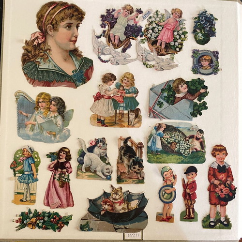 Vintage collection of 25 embossed carved scraps 1930-1940