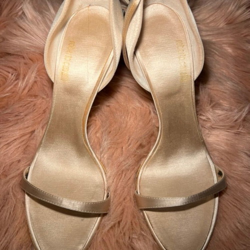 Roberto Cavalli SS05 sandals used, beige and gold, size 38