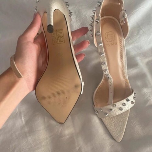 White sandals with studs new, size 36