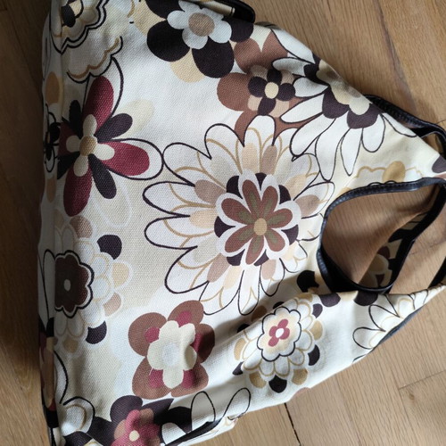 Coccinelle fabric shoulder bag like new, beige and brown