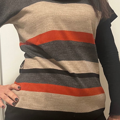 Canda (C&A) sweater used, short-sleeve with wide collar multicolor