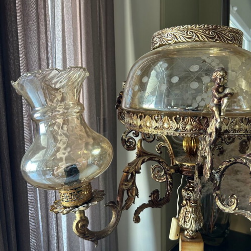 Vintage baroque floor lamp used, 1.46 m tall, three arms