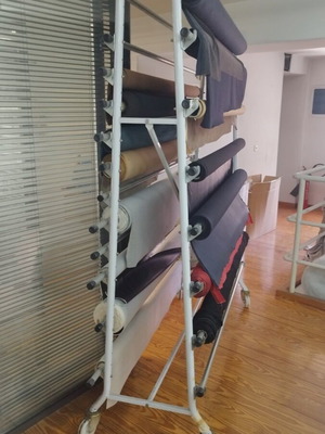 Wheeled Heavy-Duty Fabric Roll Stand used, set of 2