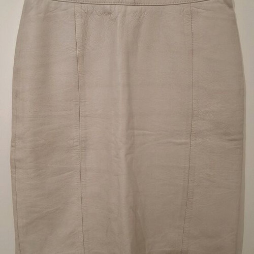 Leather skirt used, midi, ecru, size S
