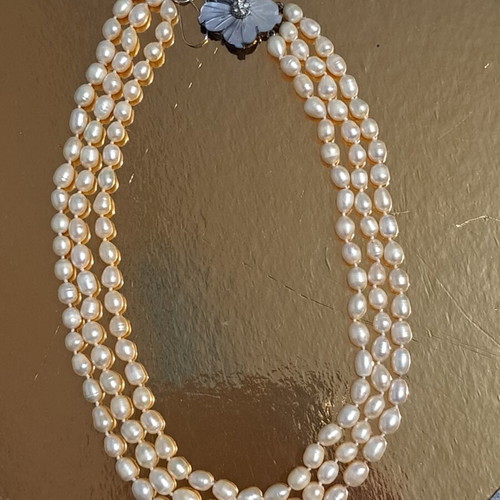 Vintage and modern mineral necklace, beige and brown tones