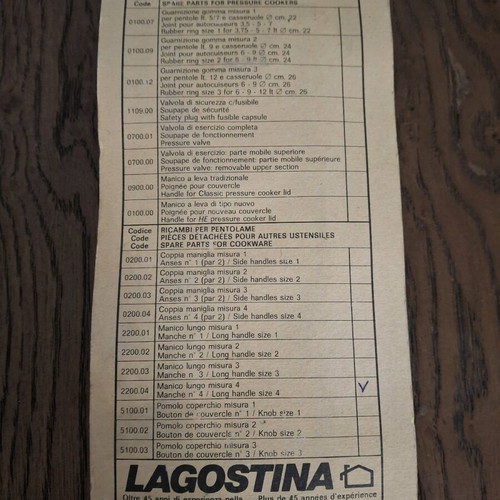 Lagostina No4 Handle new, original