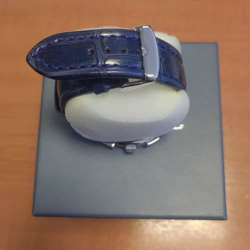 Vogue men's watch new, blue leather strap, 45mm dial, waterproof
