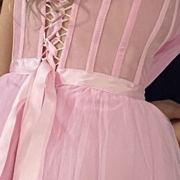 Tulle dress with back corset like new, pink, size S