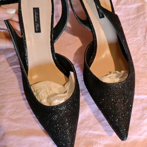 Black glitter sling-back heels size 41 like new