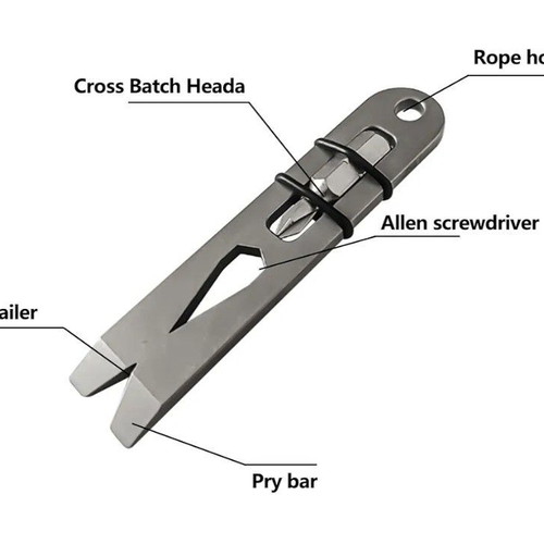 Multifunctional titanium EDC pocket tool with screwdriver and O-rings