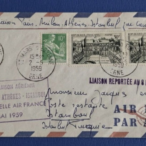 Air France First Flight Envelope 1959 Sud Aviation Caravelle used