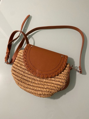 Esprit straw shoulder bag new, beige and brown