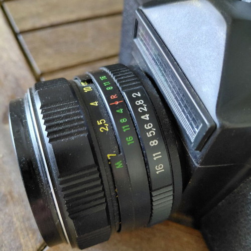 Zenit‑E film camera with Helios‑44M‑4 58mm f/2 lens used