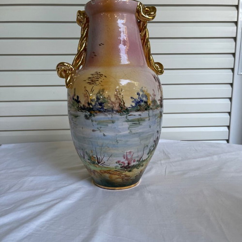 Italian porcelain vase antique used, hand-painted