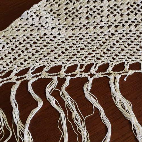 Handmade vintage scarf 70x140 used, beige