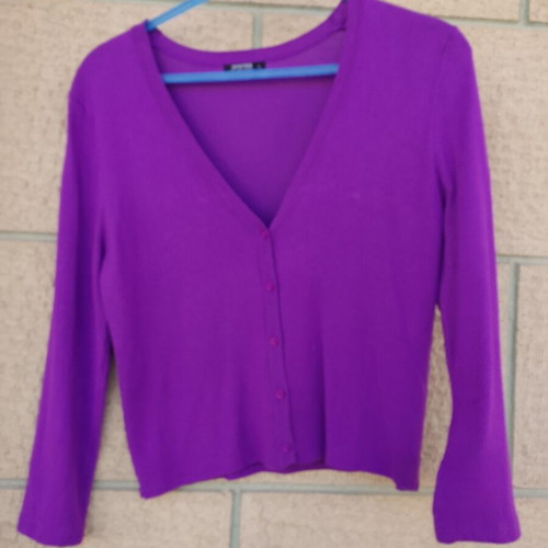 Oyster women's purple thin cardigan, size L