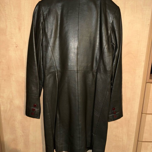 Vintage Dark Brown Leather Coat XS Lapel like new