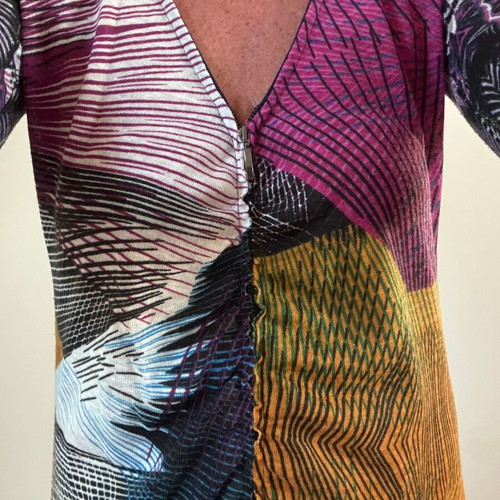 Zip-up dress Custo Barcelona with hood like new, purple and yellow