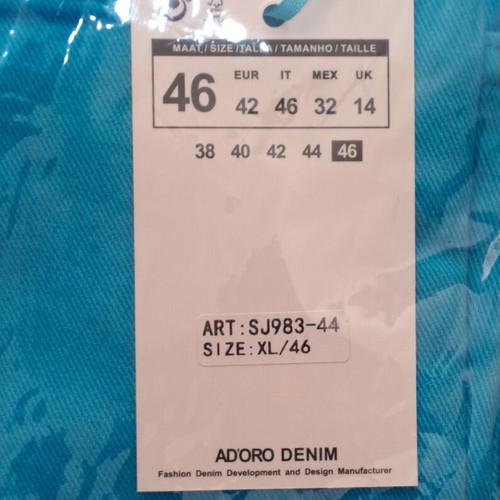 Ad'oro Denim women's jean pants new, turquoise, size 42