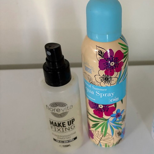 Water spray and setting spray used