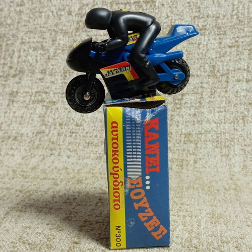 Kivi Blue Motorcycle with Rider new, with box, vintage