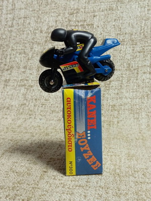 Kivi Blue Motorcycle with Rider new, with box, vintage