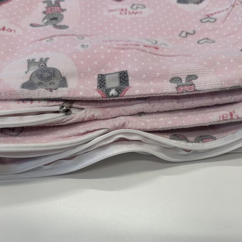 Flannel cotton single bed sheet set, pink with dog print