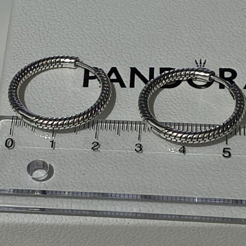 Pandora silver hoop earrings like new with engraved logo