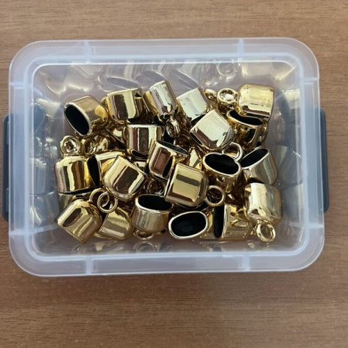 Gold-plated plastic jewelry end caps, 48 pcs