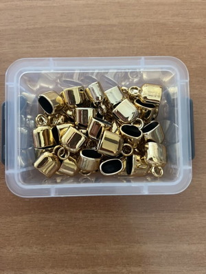 Gold-plated plastic jewelry end caps, 48 pcs