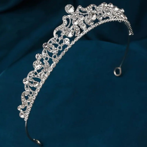 Bridal tiara with crystal rhinestones silver new