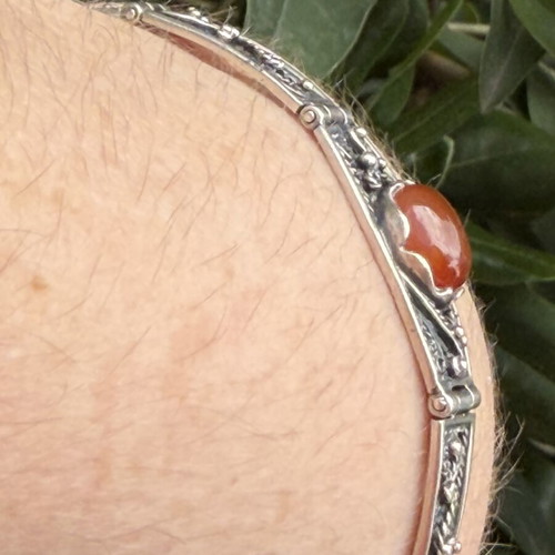 Russian Handmade Silver Bracelet 925 Stamped, Carnelian Stone