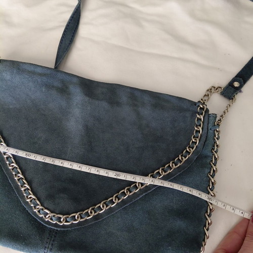 Zara leather suede crossbody bag used, blue raf color