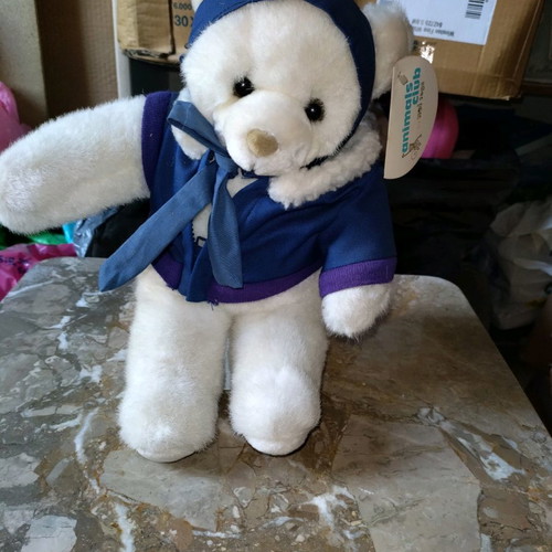 Teddy bear with jacket new, plush, snow white