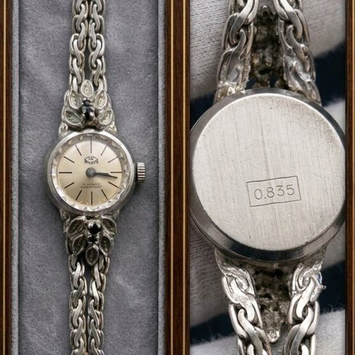 Vintage Anker women's watch used, solid silver 835, mechanical 17 jewels