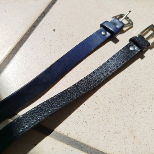 Set of 2 women's thin belts black and blue like new