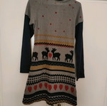 Elastic cotton dress used, size M, with deer and heart pattern