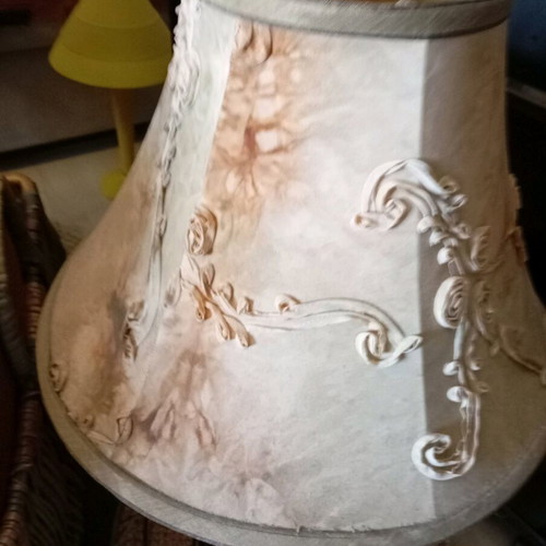 Satsuma vase lamp used, with shade and base