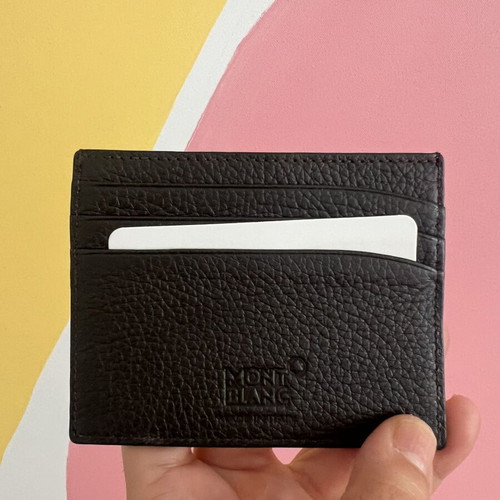 Montblanc leather card holder dark brown new with box