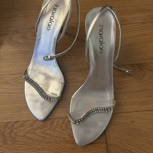Haralas silver sandals size 39 like new with rhinestones