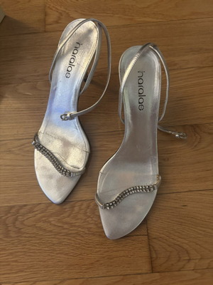 Haralas silver sandals size 39 like new with rhinestones