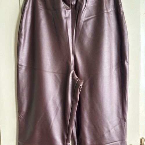 Marmalady flare faux leather pants brown new, size L