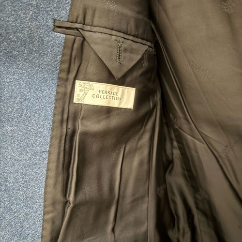 Versace coat like new, blue, 75% wool, size 48