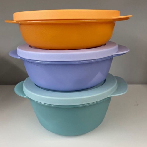 Tupperware CrystalWave set of 3 airtight microwave bowls, 400ml 600ml 800ml