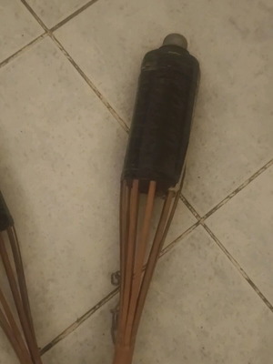 Vintage bamboo torches used, set of 2, handmade decorative