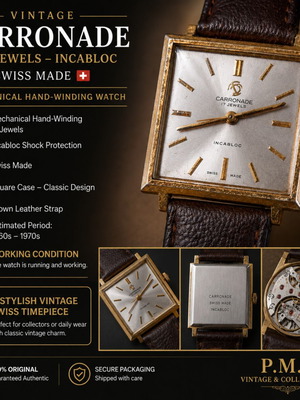 Carronade Vintage 17 Jewels Incabloc Swiss Made Square Men's Watch used