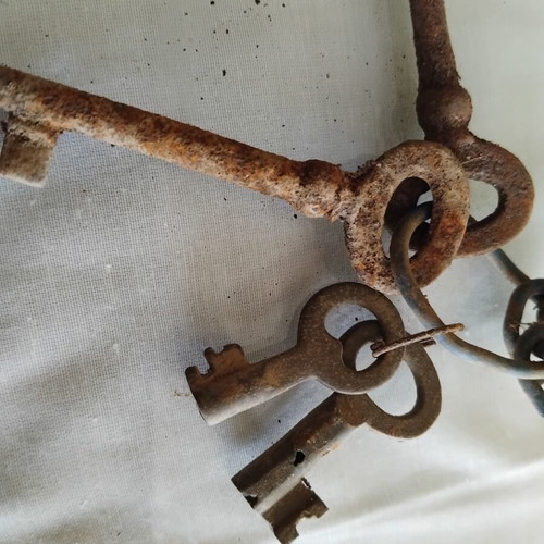 Antique iron keys used with rustic patina
