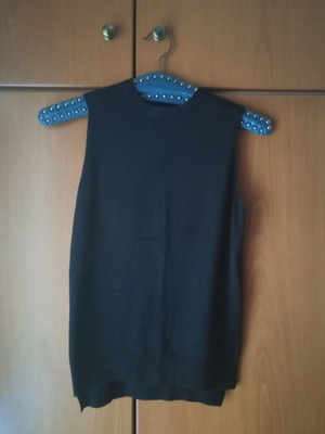 Zara Knit λεπτή πλεκτή αμάνικη μπλούζα small μαύρη μεταχειρισμένη